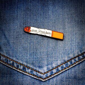 NEVER KNOWS BEST CIGARETTE OIL DRIPPED ENAMEL PIN LAPEL PIN BROOCH NWT